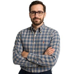 Ralph Lauren Dress Shirt Men 2XB Plaid Button Up Red Pony Big Tall Classic Prep